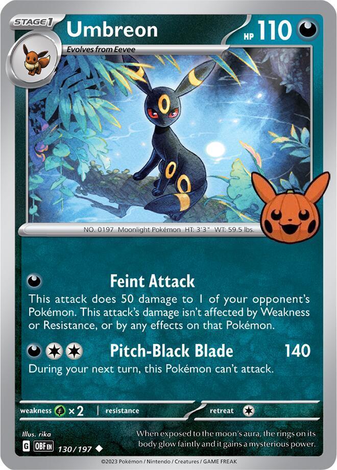 130, Darkness, Grass [x2], Normal, Trick or Trade 2024, Uncommon Umbreon (130/197) [Trick or Trade 2024] - Trading Card World