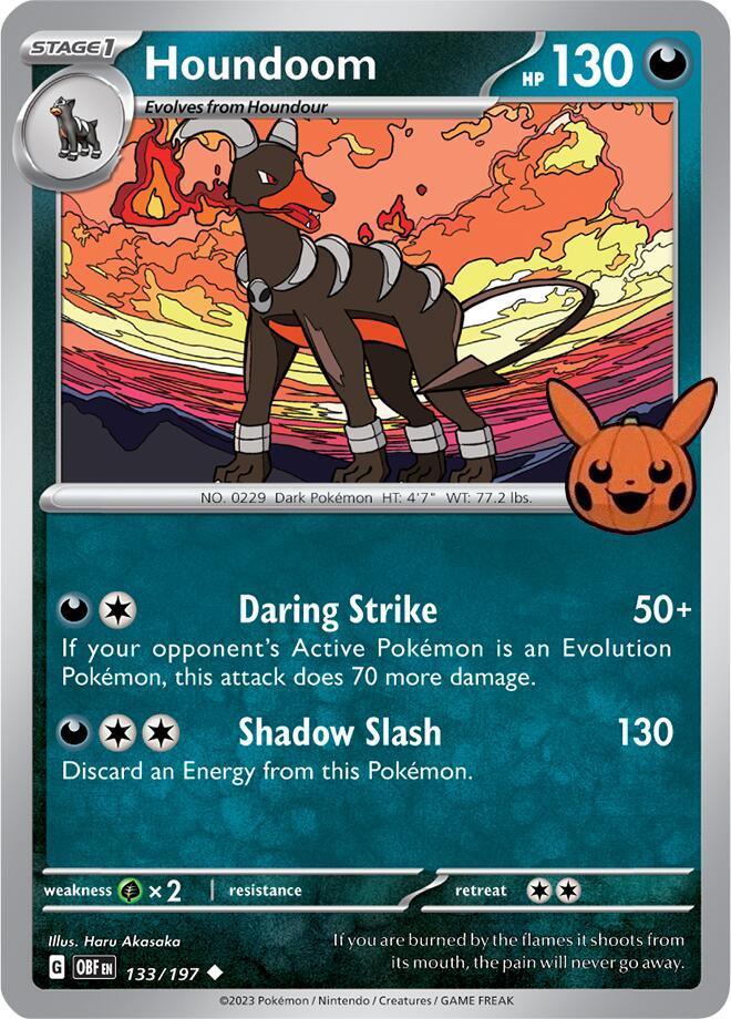 133, Darkness, Grass [x2], Normal, Trick or Trade 2024, Uncommon Houndoom (133/197) [Trick or Trade 2024] - Trading Card World