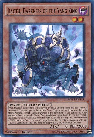 1st Edition, 2015 Mega-Tins Mega Pack, Dark, Tuner/Effect Monster, Ultra Rare, Wyrm Jiaotu, Darkness of the Yang Zing [MP15-EN151] Ultra Rare - Trading Card World