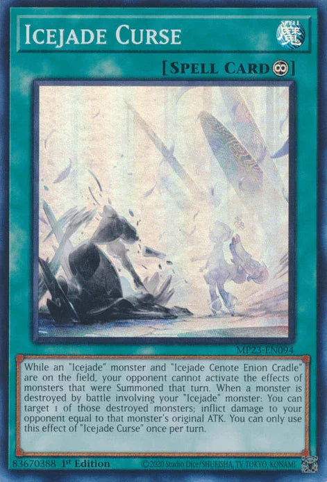 1st Edition, Continuous Spell, Dueling Heroes Collectors Tin - Mega Pack (25th Anniversary Edition), Spell, Super Rare Icejade Curse [MP23-EN094] Super Rare - Trading Card World