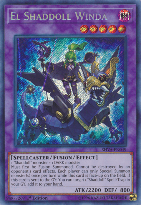 1st Edition, Dark, Fusion/Effect Monster, Secret Rare, Shadows in Valhalla, Spellcaster El Shaddoll Winda [SHVA-EN049] Secret Rare - Trading Card World