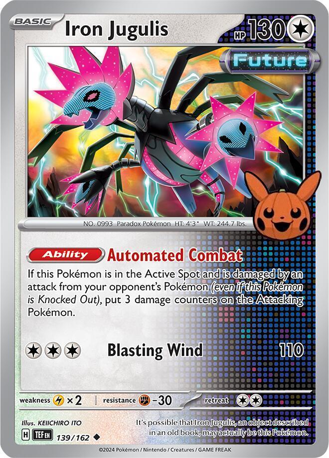 139, Colorless, Fighting [-30], Lightning [x2], Normal, Trick or Trade 2024, Uncommon Iron Jugulis (139/162) [Trick or Trade 2024] - Trading Card World