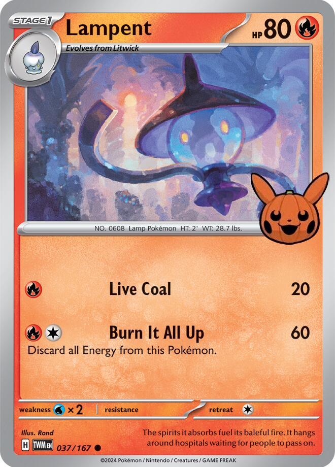 037, Common, Fire, Normal, Trick or Trade, Water [x2] Lampent (037/167) [Trick or Trade] - Trading Card World