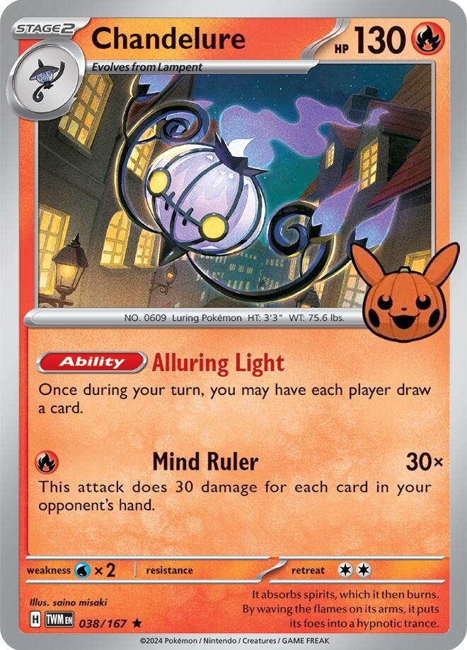 038, Fire, Normal, Rare, Trick or Trade, Water [x2] Chandelure (038/167) [Trick or Trade] - Trading Card World