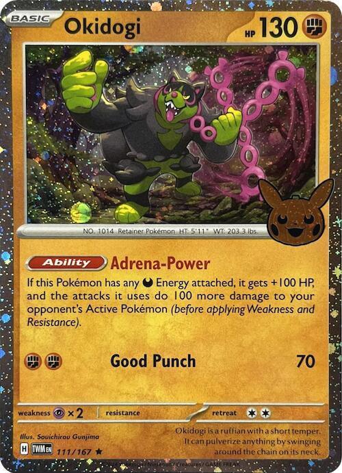 111, Fighting, Holo Rare, Holofoil, Psychic [x2], Trick or Trade Okidogi (111/167) (Cosmos Holo) [Trick or Trade] - Trading Card World