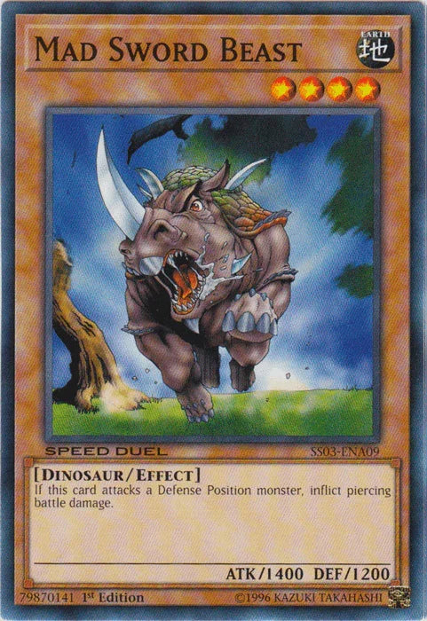 1st Edition, Common, Dinosaur, Earth, Effect Monster, Speed Duel: Ultimate Predators Mad Sword Beast [SS03-ENA09] Common - Trading Card World