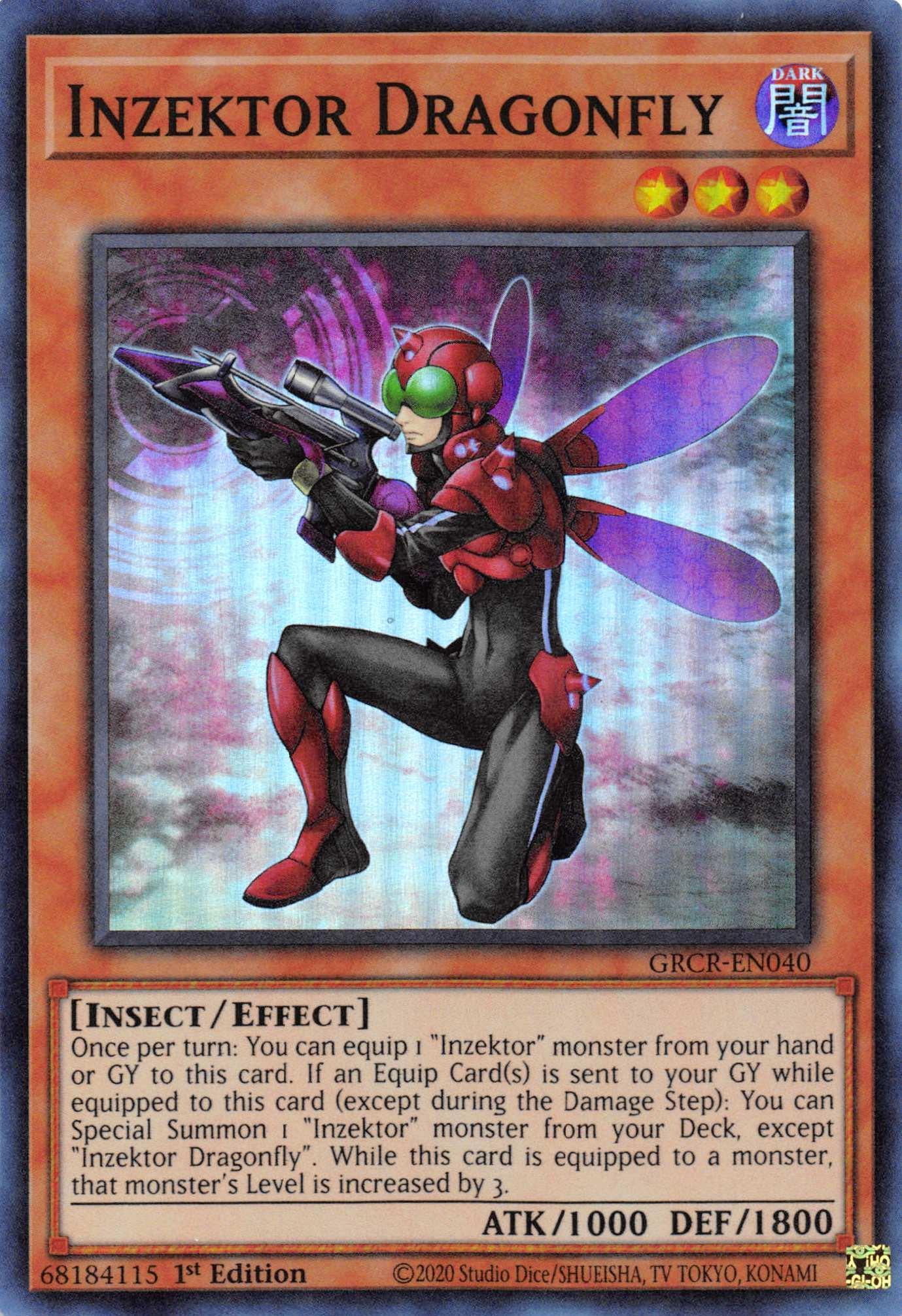 1st Edition, Dark, Effect Monster, Insect, Super Rare, The Grand Creators Inzektor Dragonfly [GRCR-EN040] Super Rare - Trading Card World