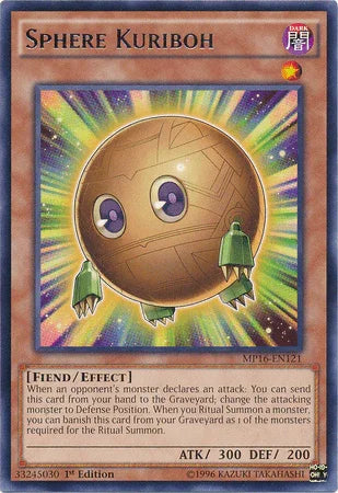 1st Edition, 2016 Mega-Tins Mega Pack, Dark, Effect Monster, Fiend, Rare, Unlimited Sphere Kuriboh [MP16-EN121] Rare - Trading Card World