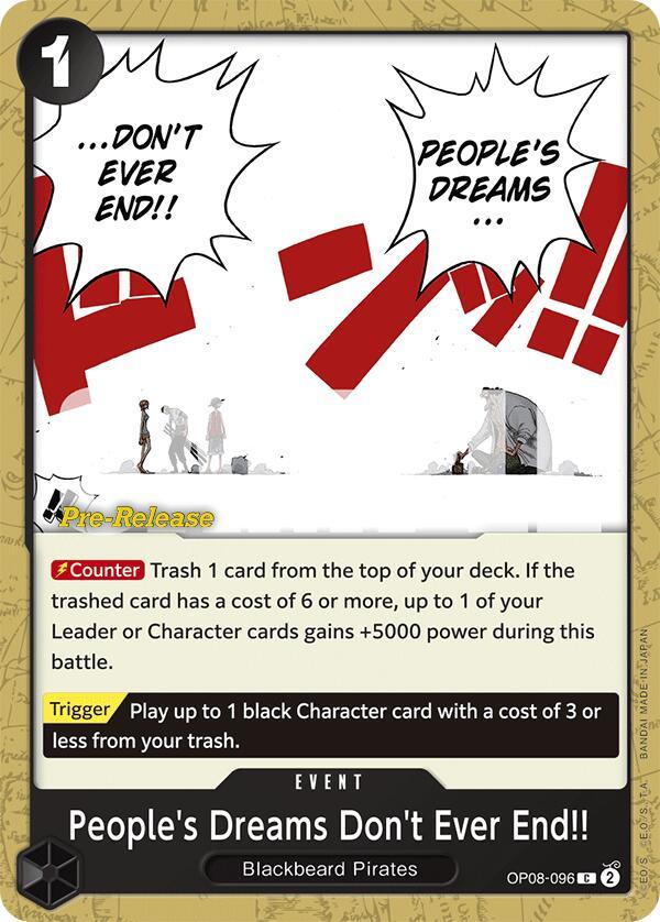 Blackbeard Pirates, Common, Event, Two Legends, Two Legends Pre-Release Cards People's Dreams Don't Ever End!! [Two Legends Pre-Release Cards] - Trading Card World