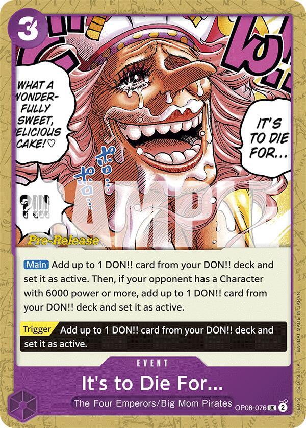 Big Mom Pirates, Event, The Four Emperors, Two Legends, Two Legends Pre-Release Cards, Uncommon It's to Die For [Two Legends Pre-Release Cards] - Trading Card World