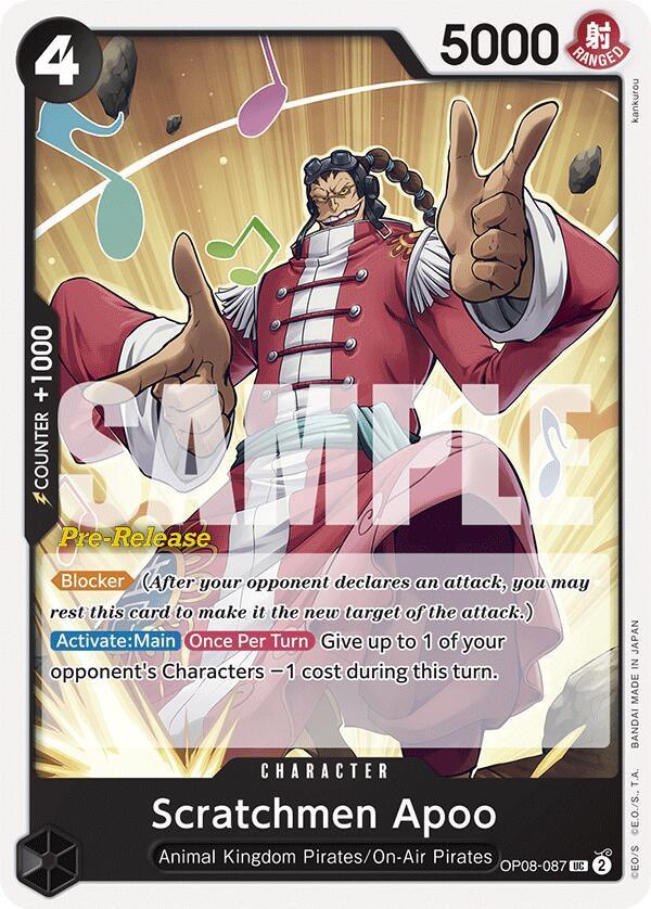 Animal Kingdom Pirates, Character, On-Air Pirates, Two Legends, Two Legends Pre-Release Cards, Uncommon Scratchmen Apoo [Two Legends Pre-Release Cards] - Trading Card World