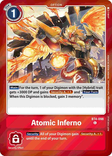 BT4-098, Great Legend, Option, Promo, Red Atomic Inferno [BT4-098] (Event Pack 7) [Great Legend] - Trading Card World