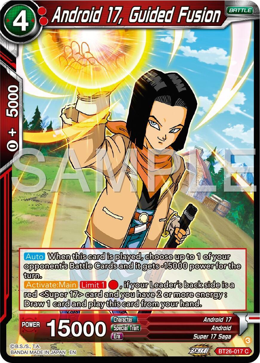 Android, Android 17, Battle, BT26-017, Common, Normal, Parallel Foil, Red, Super 17 Saga, Ultimate Advent Android 17, Guided Fusion (BT26-017) [Ultimate Advent] - Trading Card World