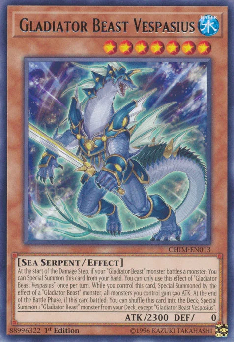 1st Edition, Chaos Impact, Effect Monster, Rare, Sea Serpent, Unlimited, Water Gladiator Beast Vespasius [CHIM-EN013] Rare - Trading Card World