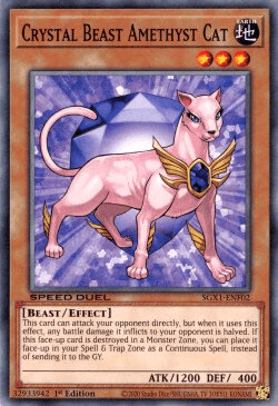 1st Edition, Beast, Common, Earth, Effect Monster, Speed Duel GX: Duel Academy Box Crystal Beast Amethyst Cat [SGX1-ENF02] Common - Trading Card World