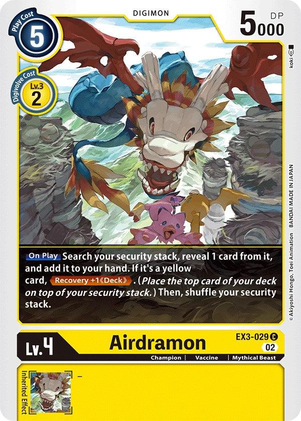 Champion, Common, Digimon, Draconic Roar, EX3-029, Mythical Beast, Vaccine, Yellow Airdramon [EX3-029] [Draconic Roar] - Trading Card World