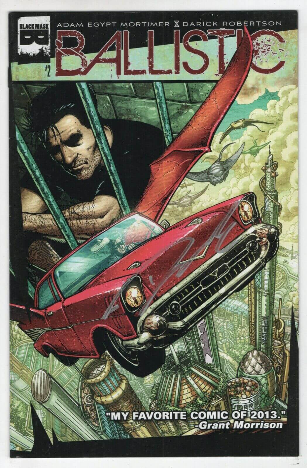 Ballistic 2 Black Mask 2013 VF Signed Darick Robertson