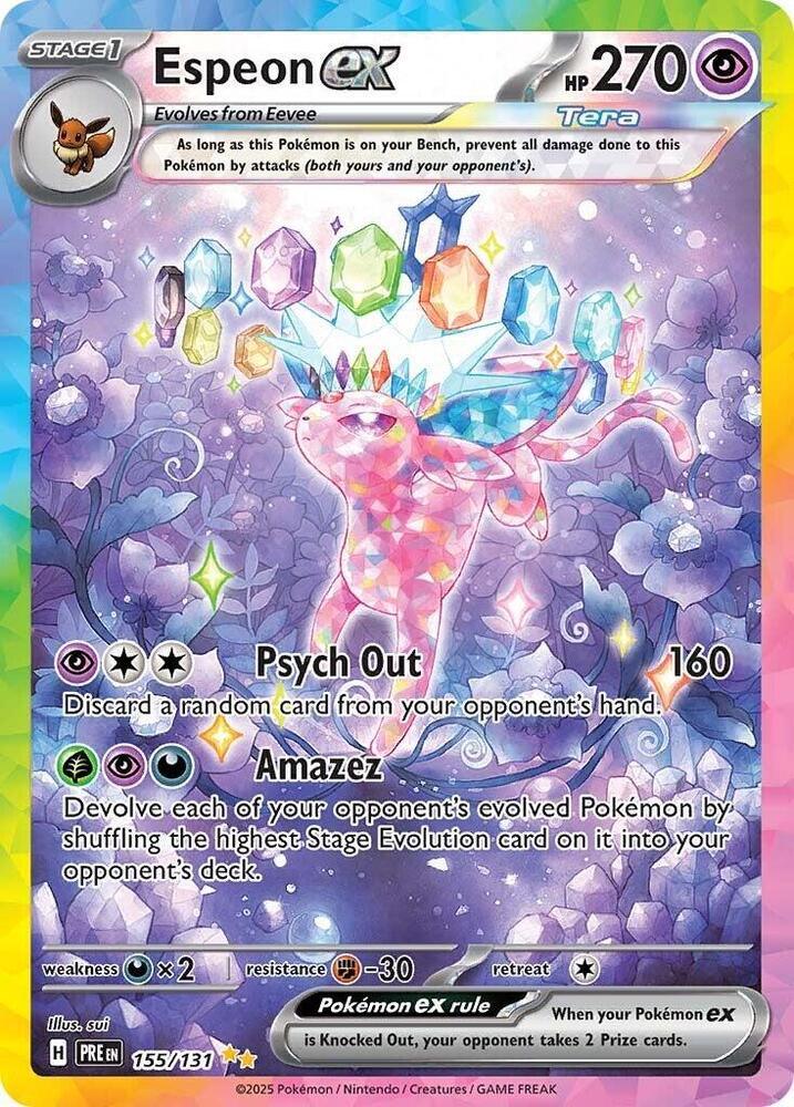 155, Darkness [x2], Fighting [-30], Holofoil, Psychic, Scarlet & Violet: Prismatic Evolutions, Special Illustration Rare Espeon ex (155/131) [Scarlet & Violet: Prismatic Evolutions] - Trading Card World