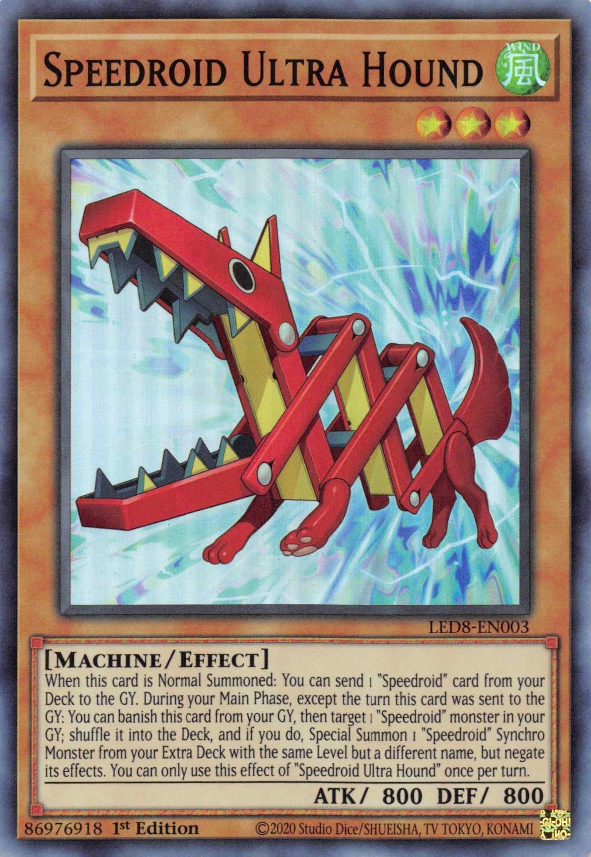 1st Edition, Effect Monster, Legendary Duelists: Synchro Storm, Machine, Super Rare, Wind Speedroid Ultra Hound [LED8-EN003] Super Rare - Trading Card World
