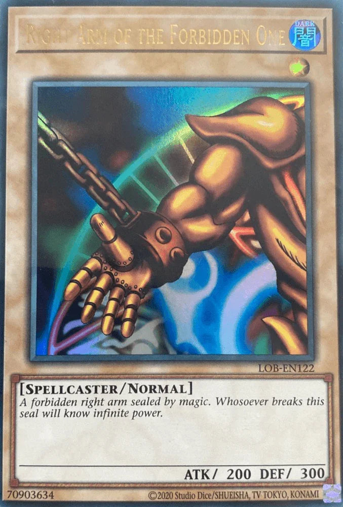 Dark, Legend of Blue Eyes White Dragon (25th Anniversary Edition), Normal Monster, Spellcaster, Ultra Rare, Unlimited Right Arm of the Forbidden One (25th Anniversary) [LOB-EN122] Ultra Rare - Trading Card World