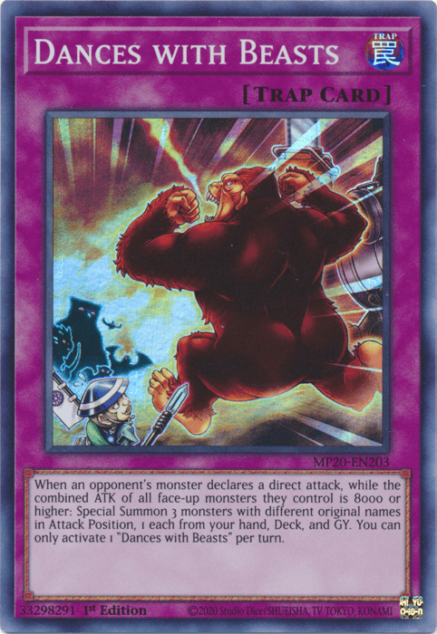 1st Edition, 2020 Tin of Lost Memories, Normal Trap, Super Rare, Trap Dances with Beasts [MP20-EN203] Super Rare - Trading Card World