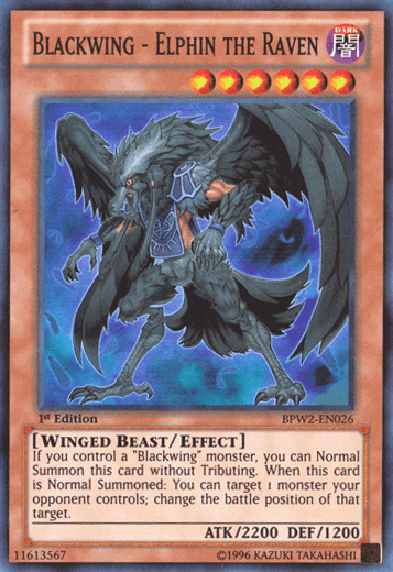 1st Edition, Battle Pack 2: War of the Giants - Round 2, Dark, Effect Monster, Super Rare, Winged Beast Blackwing - Elphin the Raven [BPW2-EN026] Super Rare - Trading Card World