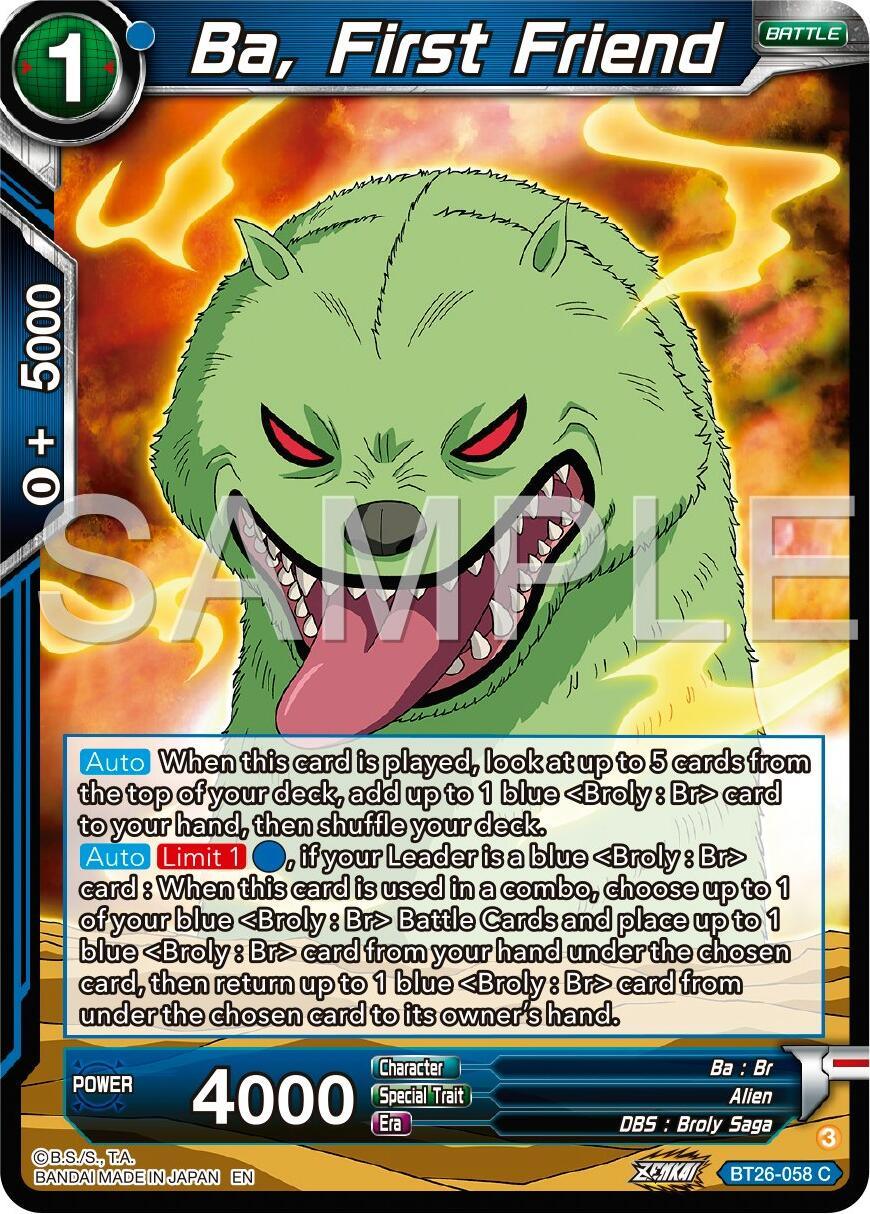 Alien, Ba : Br, Battle, Blue, BT26-058, Common, DBS : Broly Saga, Normal, Parallel Foil, Ultimate Advent Ba, First Friend (BT26-058) [Ultimate Advent] - Trading Card World