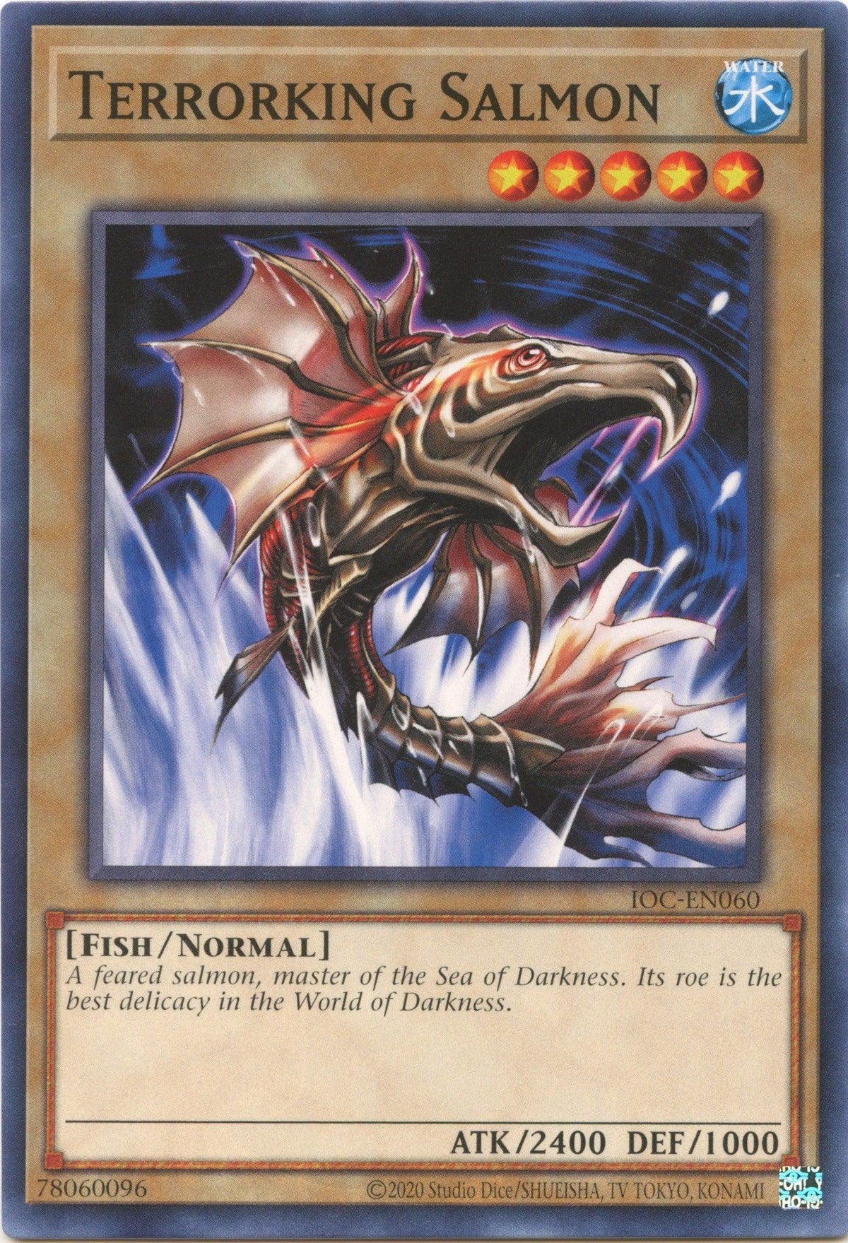 Common, Fish, Invasion of Chaos (25th Anniversary Edition), Normal Monster, Unlimited, Water Terrorking Salmon (25th Anniversary) [IOC-EN060] Common - Trading Card World