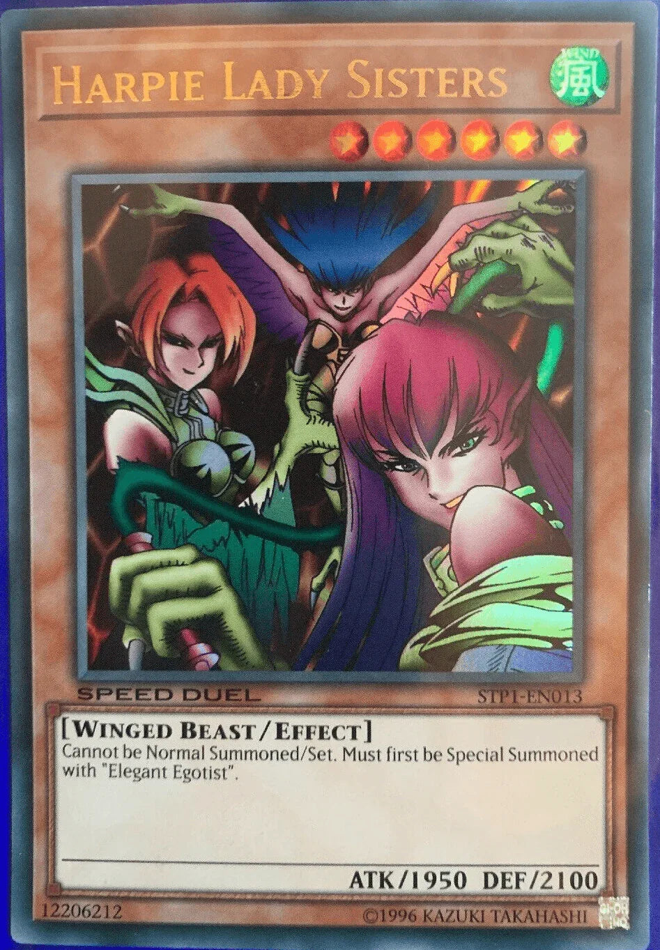 Effect Monster, Speed Duel: Tournament Pack 1, Ultra Rare, Unlimited, Wind, Winged Beast Harpie Lady Sisters [STP1-EN013] Ultra Rare - Trading Card World