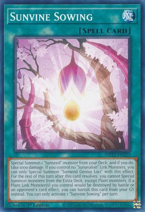 1st Edition, 2022 Tin of the Pharaoh's Gods, Common, Normal Spell, Spell Sunvine Sowing [MP22-EN223] Common - Trading Card World