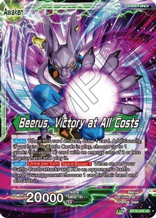 Beerus, BT16-046, Champa Saga, God/Universe 7, Green, Leader, Normal, Parallel Foil, Realm of the Gods, Uncommon Beerus // Beerus, Victory at All Costs (BT16-046) [Realm of the Gods] - Trading Card World