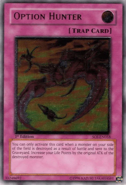 1st Edition, Normal Trap, Shadow of Infinity, Trap, Ultimate Rare, Unlimited Option Hunter (UTR) [SOI-EN058] Ultimate Rare - Trading Card World