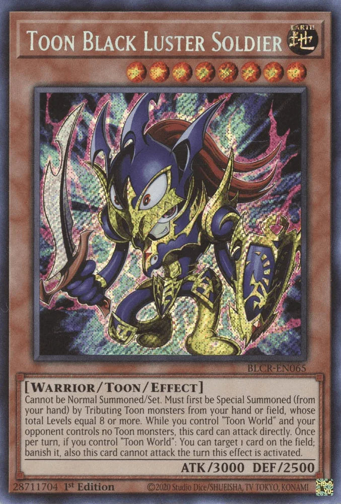 1st Edition, Battles of Legend: Crystal Revenge, Earth, Secret Rare, Toon/Effect Monster, Warrior Toon Black Luster Soldier [BLCR-EN065] Secret Rare - Trading Card World