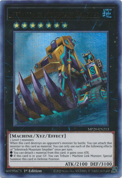 1st Edition, 2020 Tin of Lost Memories, Earth, Machine, Ultra Rare, Xyz/Effect Monster Infinitrack Mountain Smasher [MP20-EN213] Ultra Rare - Trading Card World