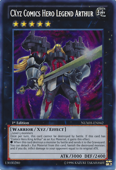 1st Edition, Earth, Number Hunters, Secret Rare, Unlimited, Warrior, Xyz/Effect Monster CXyz Comics Hero Legend Arthur [NUMH-EN042] Secret Rare - Trading Card World