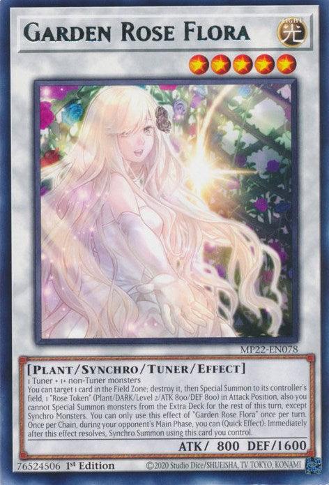 1st Edition, 2022 Tin of the Pharaoh's Gods, Light, Plant, Rare, Tuner/Synchro/Effect Monster Garden Rose Flora [MP22-EN078] Rare - Trading Card World