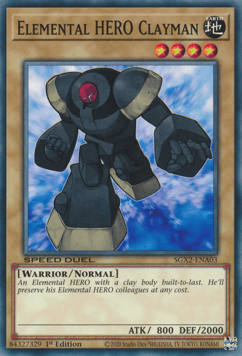 1st Edition, Common, Earth, Normal Monster, Speed Duel GX: Midterm Paradox, Warrior Elemental HERO Clayman [SGX2-ENA03] Common - Trading Card World