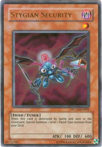 Dark, Fiend, Limited, Reverse of Arcadia Promos, Tuner Monster, Ultra Rare Stygian Security [WC10-EN002] Ultra Rare - Trading Card World