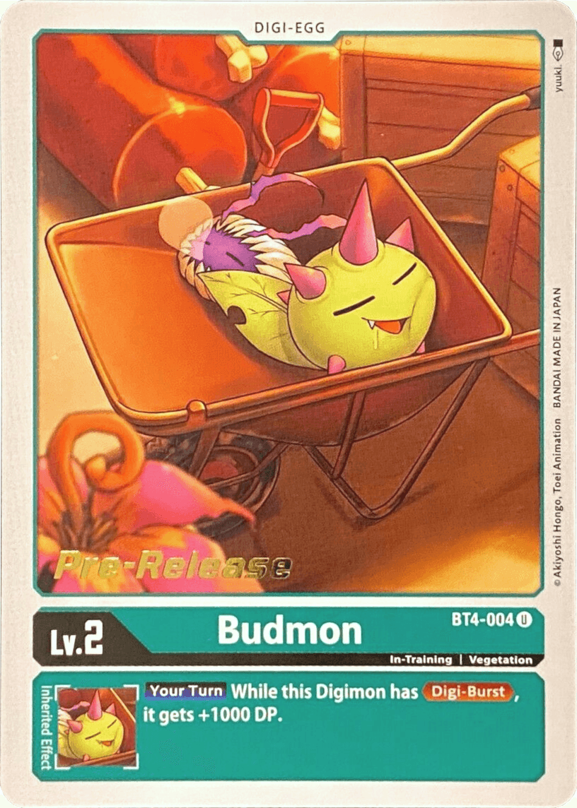 BT4-004, Digi-Egg, Great Legend Pre-Release Promos, Green, In-Training, Uncommon, Vegetation Budmon [BT4-004] [Great Legend Pre-Release Promos] - Trading Card World