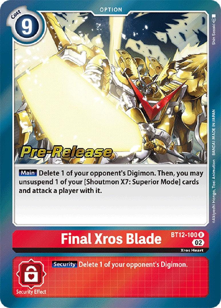 Across Time Pre-Release Cards, BT12-100, Option, Rare, Red, Xros Heart Final Xros Blade [BT12-100] [Across Time Pre-Release Cards] - Trading Card World