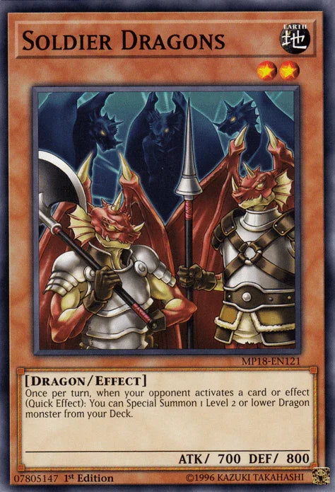1st Edition, 2018 Mega-Tins Mega Pack, Common, Dragon, Earth, Effect Monster Soldier Dragons [MP18-EN121] Common - Trading Card World
