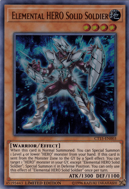 2018 Mega-Tins, Earth, Effect Monster, Limited, Ultra Rare, Warrior Elemental Hero Solid Soldier [CT15-EN003] Ultra Rare - Trading Card World