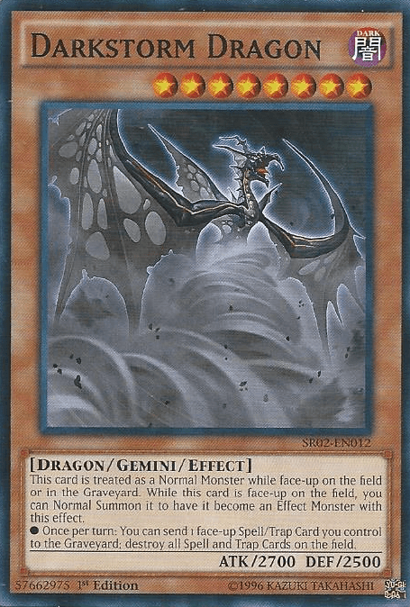 1st Edition, Common, Dark, Dragon, Gemini/Effect Monster, Structure Deck: Rise of the True Dragons Darkstorm Dragon [SR02-EN012] Common - Trading Card World