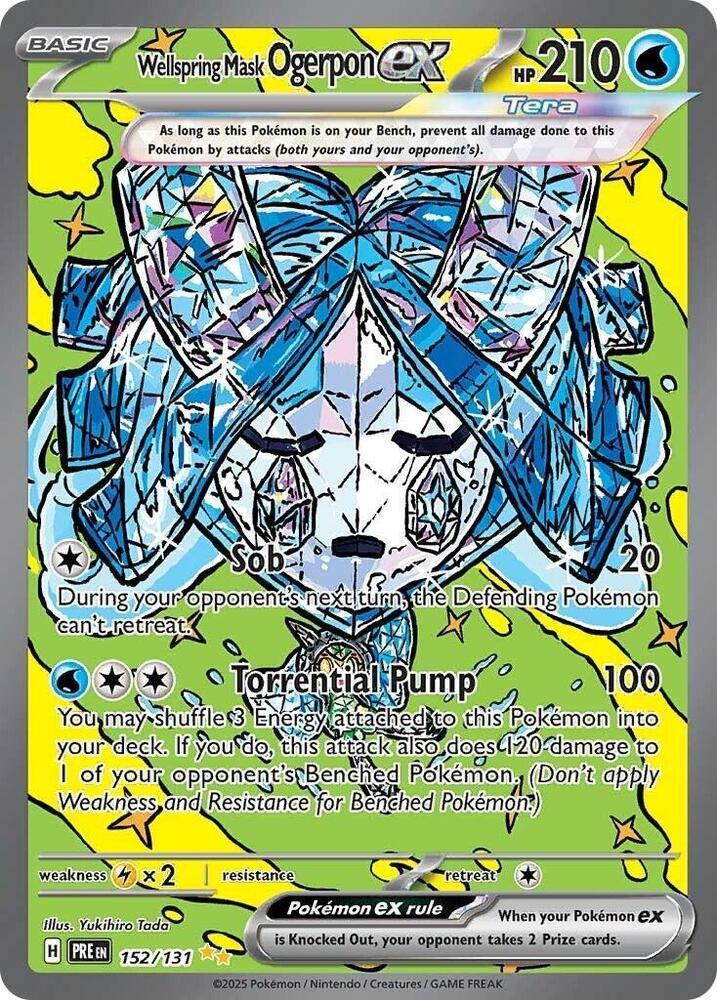 152, Holofoil, Lightning [x2], Scarlet & Violet: Prismatic Evolutions, Special Illustration Rare, Water Wellspring Mask Ogerpon ex (152/131) [Scarlet & Violet: Prismatic Evolutions] - Trading Card World