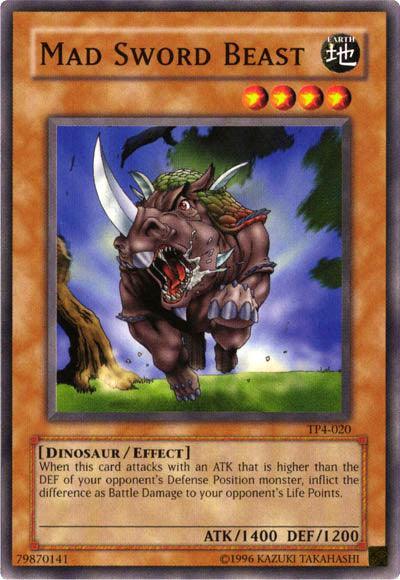 Common, Dinosaur, Earth, Effect Monster, Tournament Pack 4, Unlimited Mad Sword Beast [TP4-020] Common - Trading Card World