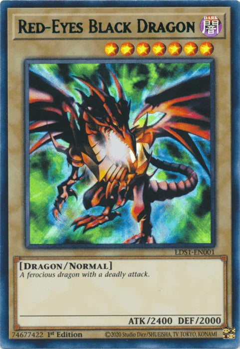 1st Edition, Dark, Dragon, Legendary Duelists: Season 1, Normal Monster, Ultra Rare Red-Eyes Black Dragon (Green) [LDS1-EN001] Ultra Rare - Trading Card World