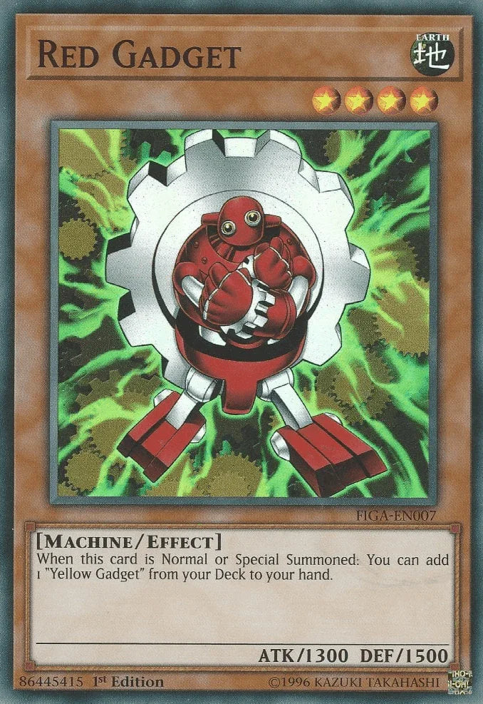 1st Edition, Earth, Effect Monster, Fists of the Gadgets, Machine, Super Rare Red Gadget [FIGA-EN007] Super Rare - Trading Card World