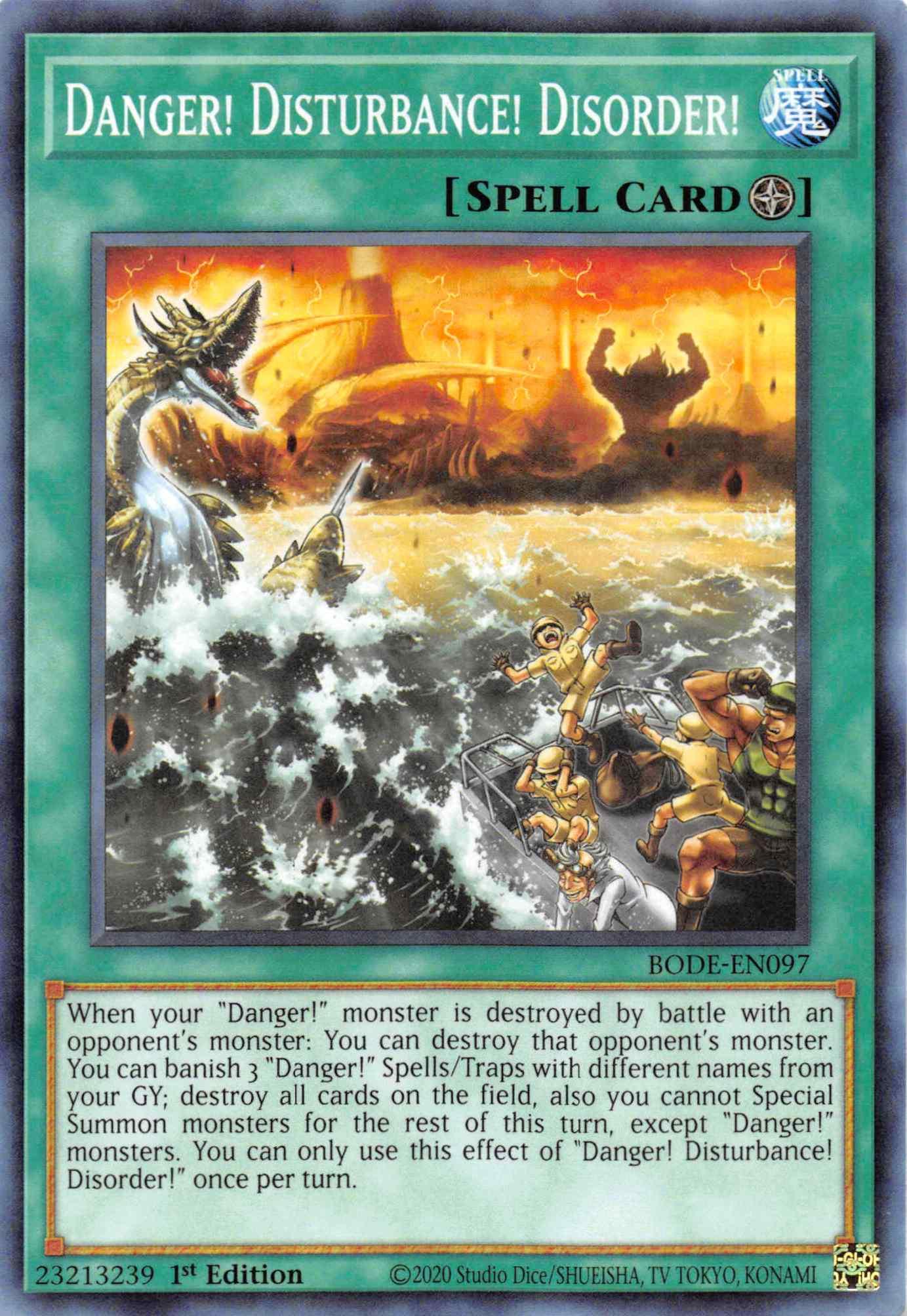 1st Edition, Burst of Destiny, Common, Field Spell, Spell Danger! Disturbance! Disorder! [BODE-EN097] Common - Trading Card World