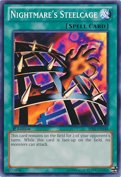 1st Edition, Battle Pack 2: War of the Giants, Mosaic Rare, Normal Spell, Spell, Unlimited Nightmare's Steelcage [BP02-EN148] Mosaic Rare - Trading Card World