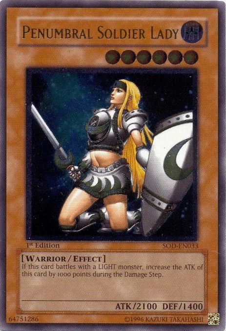1st Edition, Dark, Effect Monster, Soul of the Duelist, Ultimate Rare, Unlimited, Warrior Penumbral Soldier Lady [SOD-EN033] Ultimate Rare - Trading Card World